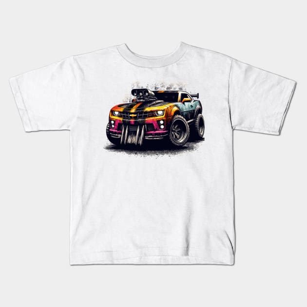 Cartoon chevy camaro Kids T-Shirt by Vehicles-Art